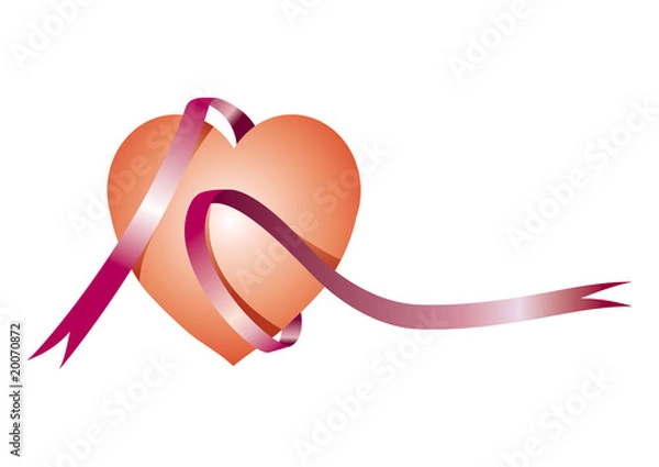 Obraz イラスト「ハートとリボン」