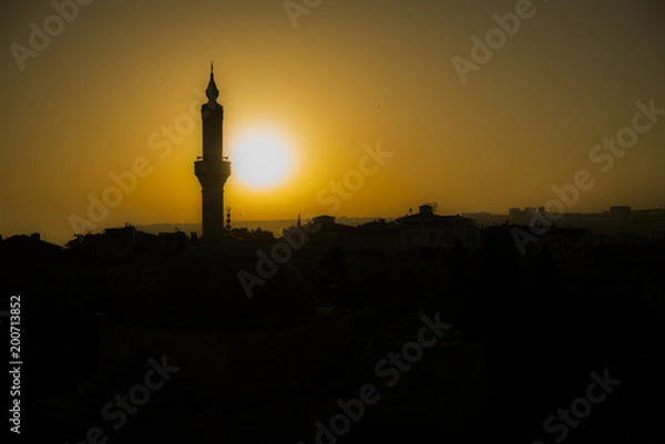 Fototapeta mosque silhouette at sunset