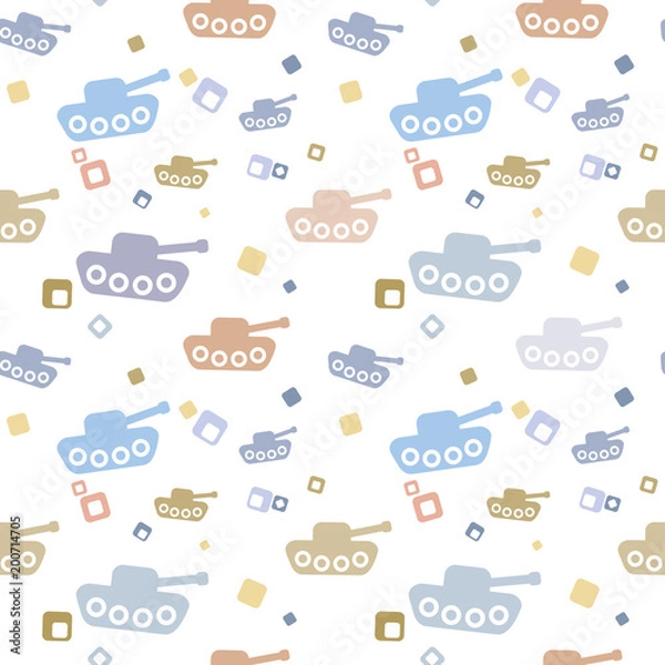 Fototapeta vector seamless repeating illustration of children's patterned tanks