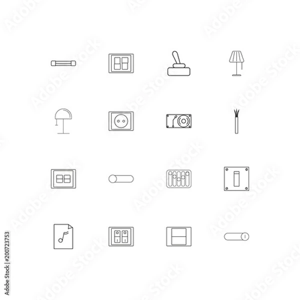 Fototapeta Electrical simple linear icons set. Outlined vector icons
