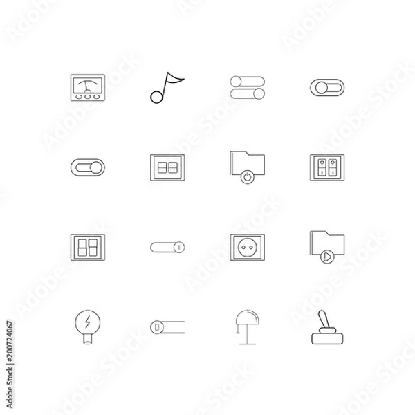 Fototapeta Electrical simple linear icons set. Outlined vector icons