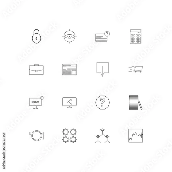 Obraz Business simple linear icons set. Outlined vector icons