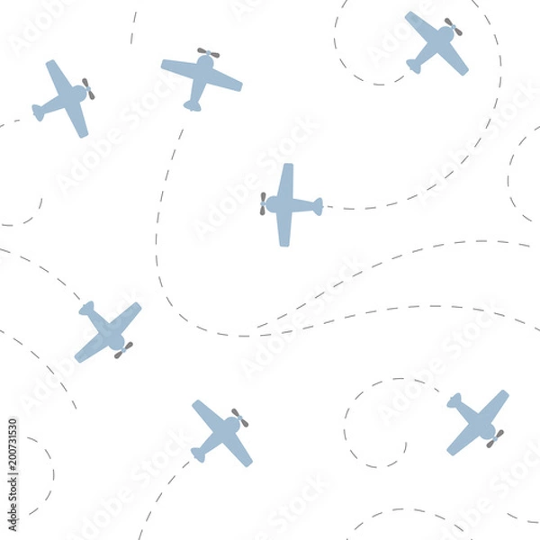 Fototapeta vector seamless children colorful pattern aircraft
