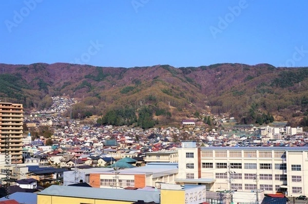 Obraz 高島城天守閣から見た上諏訪の町並み