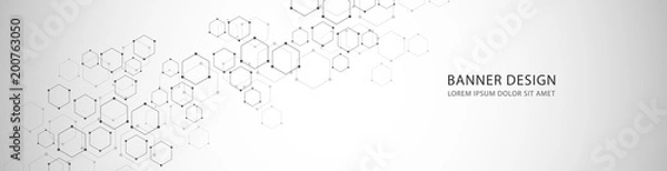 Fototapeta Vector banner design with hexagons abstract background.
