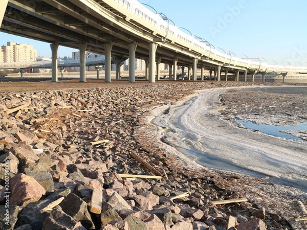 Fototapeta road trestle on supports