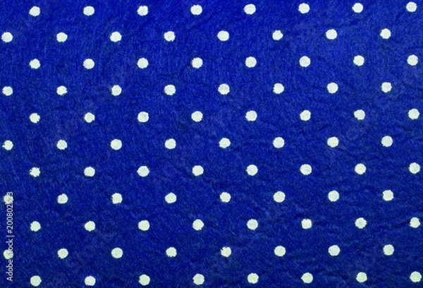 Obraz Blue polka dot felt material background.