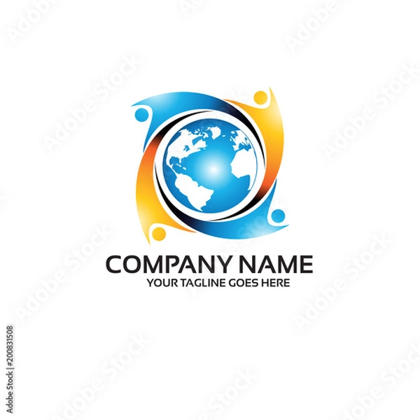 Fototapeta global work logo template