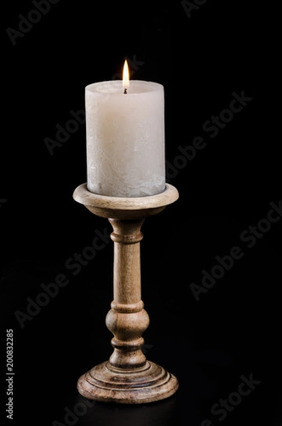 Obraz Kerzenständer Kerzenleuchter holders Holz Flamme Wachs Kerze Dekoration