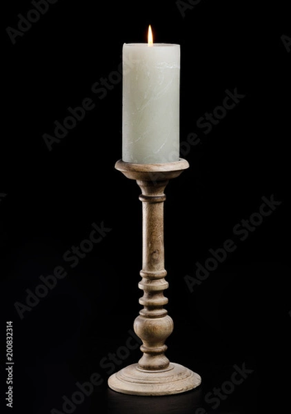 Obraz Kerzenständer Kerzenleuchter holders Holz Flamme Wachs Kerze Dekoration