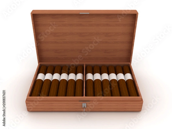 Fototapeta Sigars in an open box