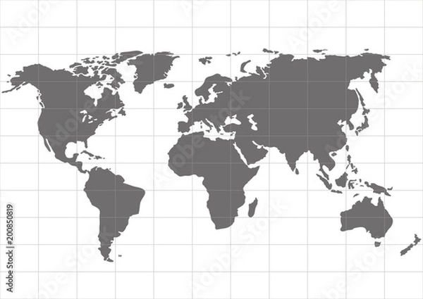 Fototapeta Vector World map with continent on a white background. vector illustrations