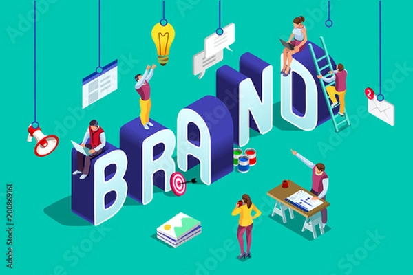 Obraz Logo izometryczne tekst wektor marki