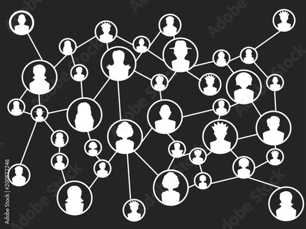 Fototapeta white global social network background