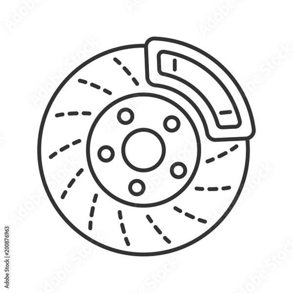 Obraz Disc brake with caliper linear icon