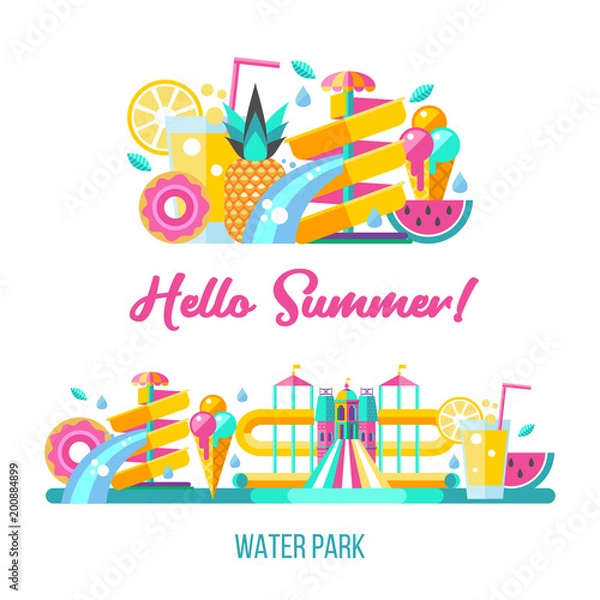 Obraz Water park. Hello summer. Vector clipart.