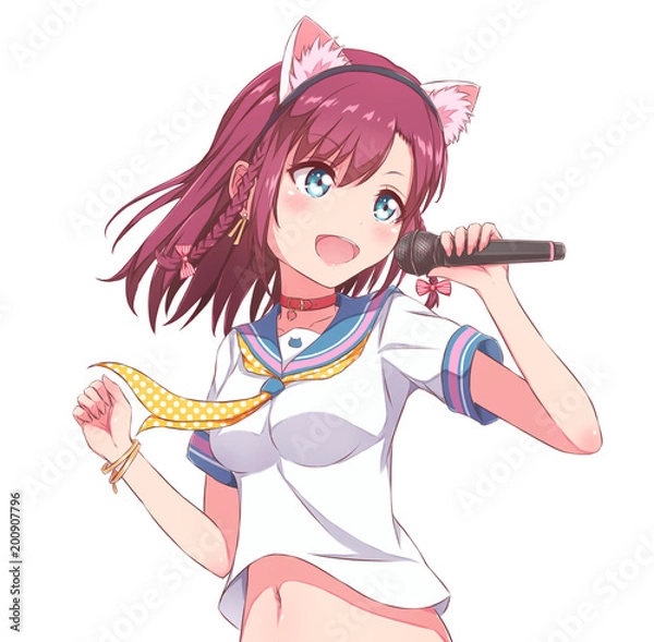 Obraz 歌うアイドルの女の子 猫耳セーラー服