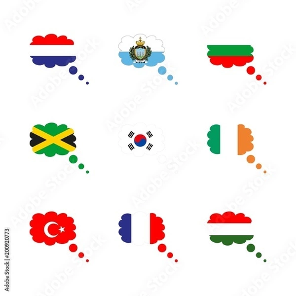 Fototapeta icon Flag with southern corea, jamaica flag, hungary flag, bulgaria and flag of corea