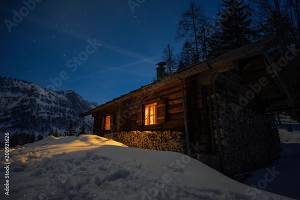 Obraz Hütte bei Vollmond2