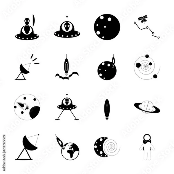 Fototapeta Cosmos with cosmonaut, planet and mercury