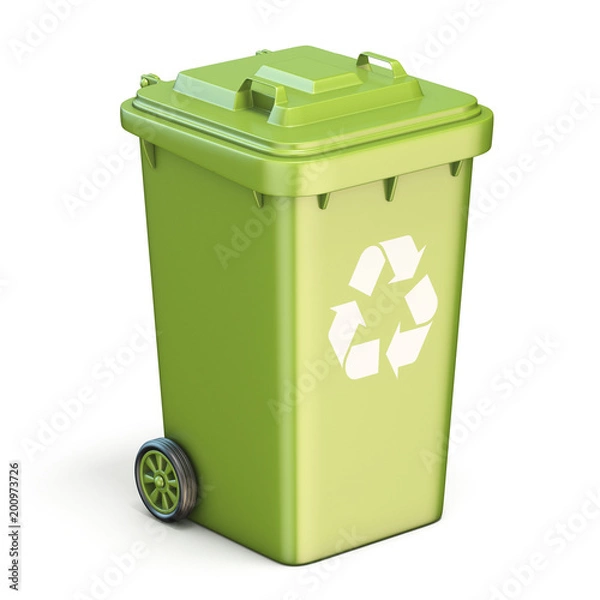 Obraz Green plastic recycle bin closed 3D
