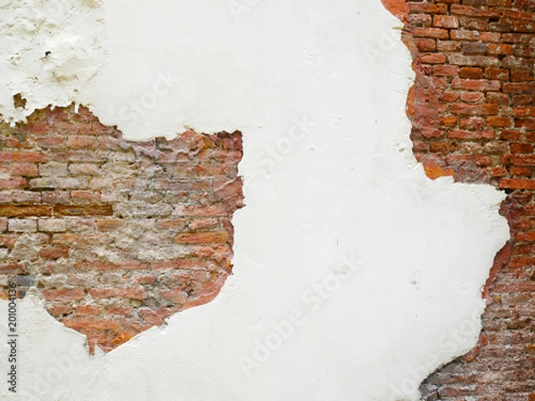 Obraz old red brick wall texture, crack brick wall texture