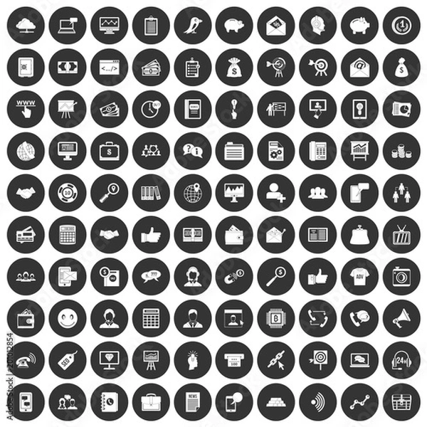 Fototapeta 100 viral marketing icons set in simple style white on black circle color isolated on white background vector illustration