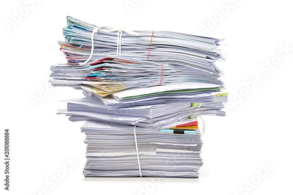 Fototapeta Stack of Documents isolated on white background. Documents pile.