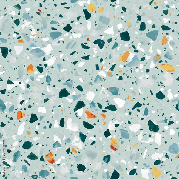 Fototapeta Terrazzo flooring vector seamless pattern. Classic italian type of floor in Venetian style