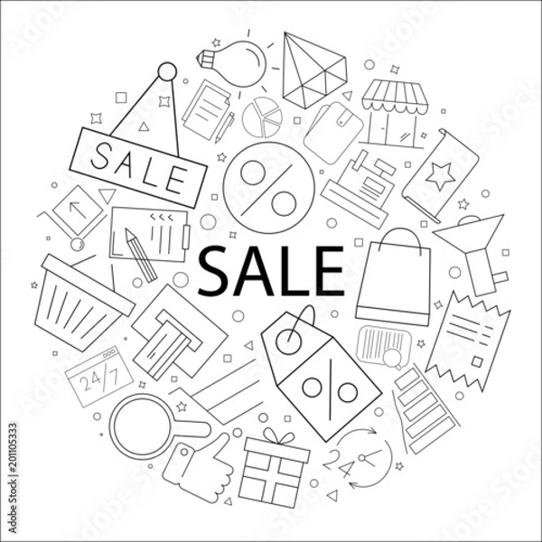 Fototapeta Vector sale pattern with word. Sale background