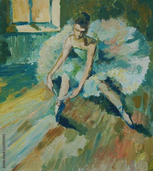 Obraz Ballerina Painting Acrylic and Full spectrum on Canvas and Cardboard artist creative painting background