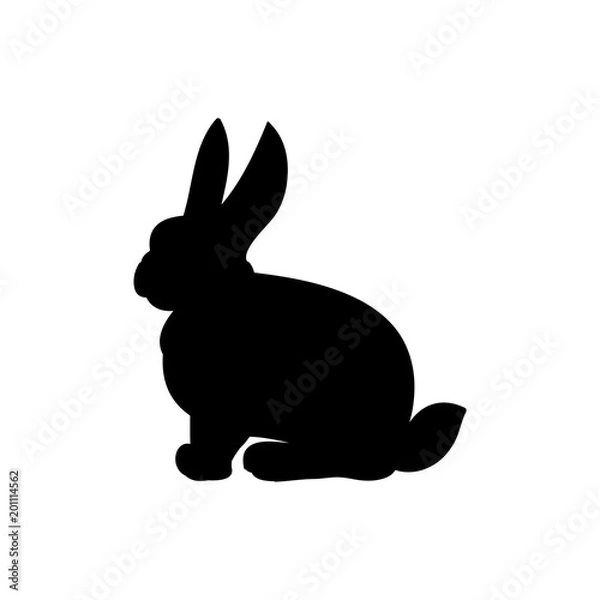 Fototapeta Silhouette of the rabbit on a white background