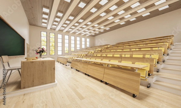 Obraz Renderowanie 3D pustej sali lekcyjnej