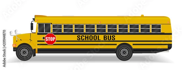 Obraz real school bus on a white background