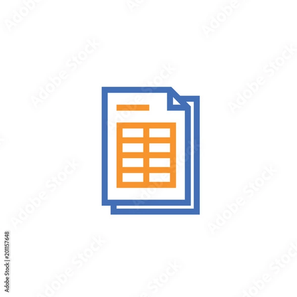 Fototapeta spreadsheet document paper outline icon. isolated note paper icon in thin line style for graphic and web design. Simple flat symbol Pixel Perfect vector Illustration.