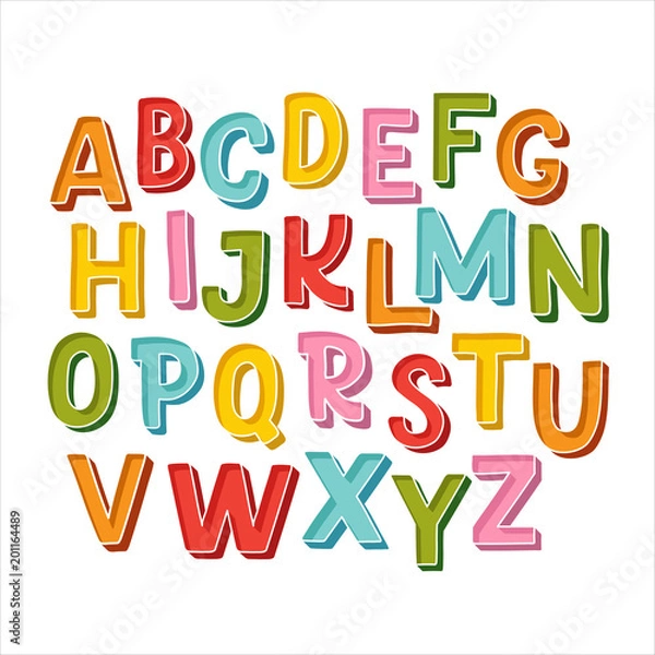 Fototapeta Cute hand drawn alphabet made in vector. Doodle letters for your design. Isolated characters. Handdrawn display font for DIY projects and kids design.