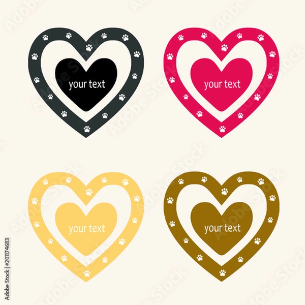 Fototapeta Dog paw sign icon in heart set1