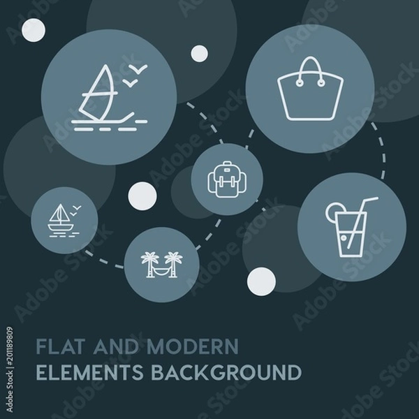 Fototapeta food, drinks, travel outline vector icons and elements background with circle bubbles networks...Multipurpose use on websites, presentations, brochures and more