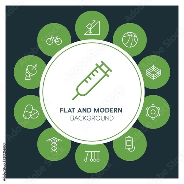 Fototapeta health, science, sports Infographic Circle outline Icons Set. Contains such Icons as  business,  website,  elements,  background,  pattern,  illustration and more. ..Fully Editable. Pixel Perfect