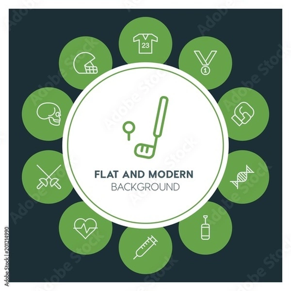 Fototapeta health, science, sports Infographic Circle outline Icons Set. Contains such Icons as  business,  website,  elements,  background,  pattern,  illustration and more. ..Fully Editable. Pixel Perfect