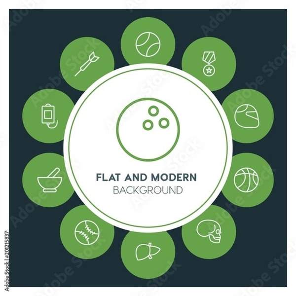 Fototapeta health, science, sports Infographic Circle outline Icons Set. Contains such Icons as  business,  website,  elements,  background,  pattern,  illustration and more. ..Fully Editable. Pixel Perfect