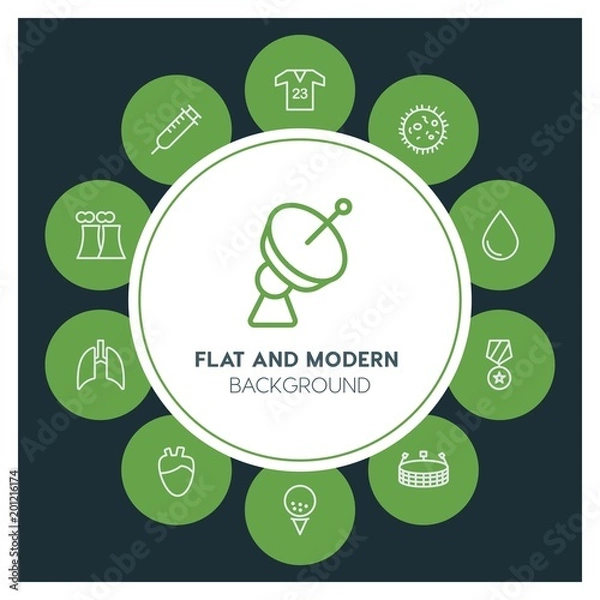 Fototapeta health, science, sports Infographic Circle outline Icons Set. Contains such Icons as  business,  website,  elements,  background,  pattern,  illustration and more. ..Fully Editable. Pixel Perfect