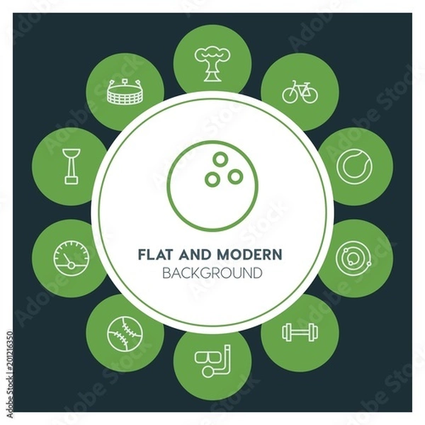 Fototapeta health, science, sports Infographic Circle outline Icons Set. Contains such Icons as  business,  website,  elements,  background,  pattern,  illustration and more. ..Fully Editable. Pixel Perfect