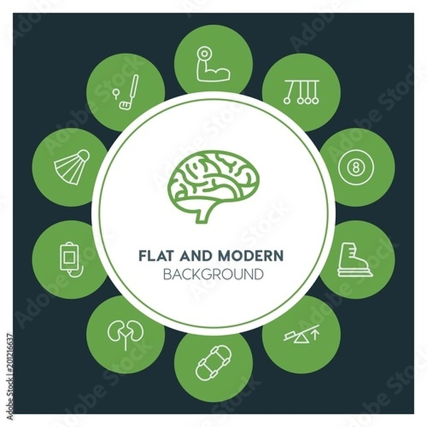 Fototapeta health, science, sports Infographic Circle outline Icons Set. Contains such Icons as  business,  website,  elements,  background,  pattern,  illustration and more. ..Fully Editable. Pixel Perfect