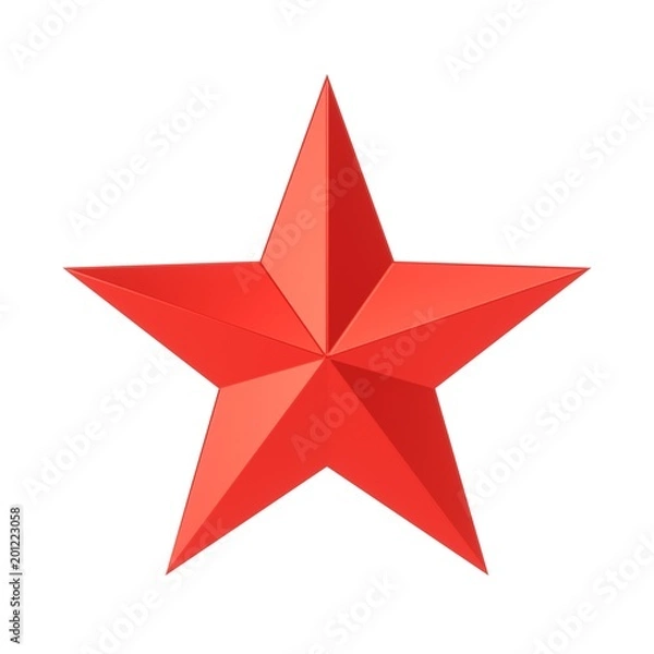 Obraz 3D Rendering Red Star isolated on white