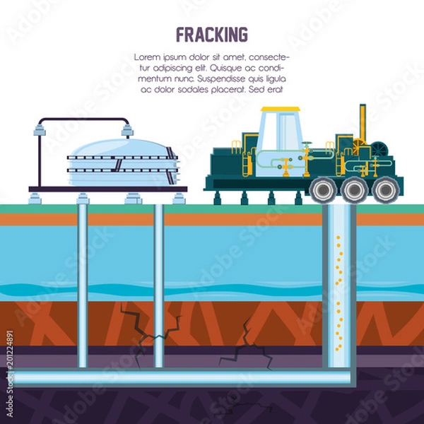 Obraz oil industry with fracking process vector illustration design