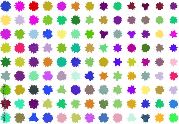 Fototapeta Abstract colored star shape pattern. Mosaic, messy, tile & white.