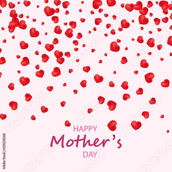 Fototapeta Red hearts confetti. Vector illustration.