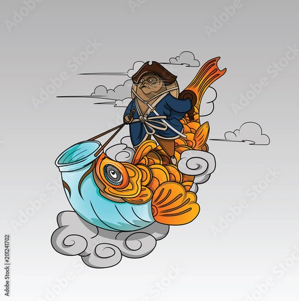 Fototapeta The Kung Fu sea lion on Fish and Cloud.