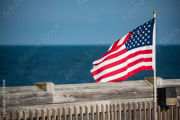 Obraz American Flag on South Carolina Pier